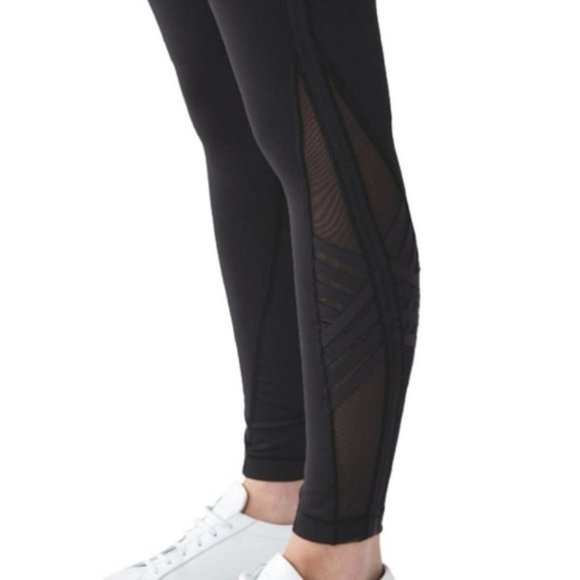 Lululemon Minimalist Tight Legging Solid Black Full On Luxtreme Mesh Pant Size 8 - Picture 1 of 8